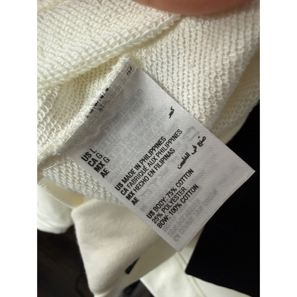 ON-34TH Womens Cream Sweatshirt Oversized Black Back Bow Pullover Large - Picture 6 of 10